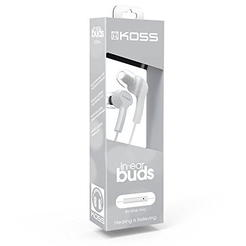 Koss 192617.101 KEB9i Earbuds with Microphone and in-Line Remote (White)