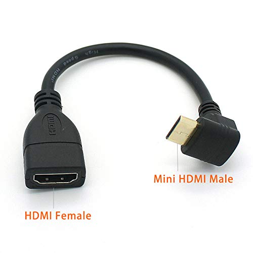 Tivid 15CM Right Angle mini hdmi 90 Degree Adapter mini hdmi Male to HDMI Female Cable Adapter Connector Support 1080P Full HD, 3D (0.15m, Upward