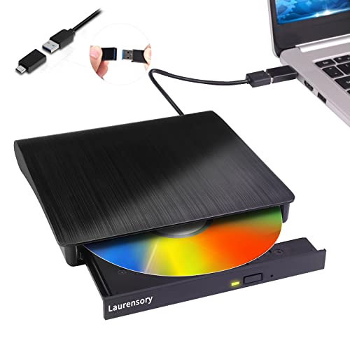 External DVD Drive USB 3.0 Type-C Portable CD DVD Player for Laptop +/-RW Disk Drive CD ROM Burner Writer CD/DVD Burner Reader Compatible with Desktop