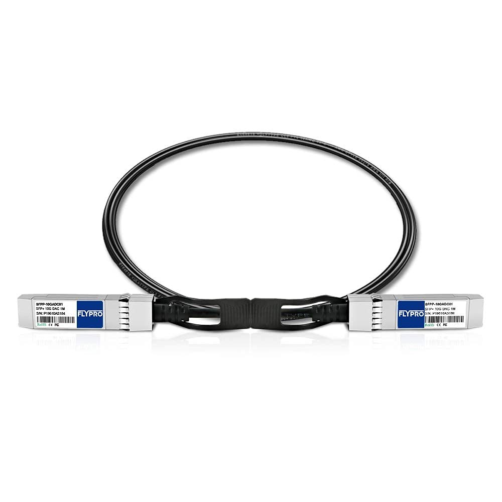FLYPROFiber- 10G SFP+ DAC Twinax Cable, 5M/16.4ft Passive Direct Attach Copper Twinax, for Cisco SFP-H10GB-CU5M, Uiquiti, Netgear, Mikrotik, D-Link
