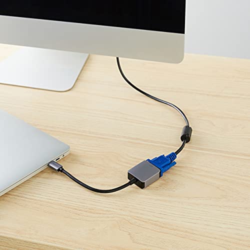 Amazon Basics Aluminum USB 3.1 Type-C to VGA Adapter, Gray, 1.65 x 1.38 x 0.63in