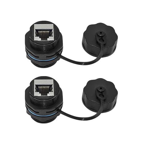 RJ45 Panel Mount Waterproof Connector IP68 Cable Connector, Female to Female, with Shielding Cable Coupler-CAT6-YMP23-Blue-2 PCS