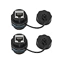 RJ45 Panel Mount Waterproof Connector IP68 Cable Connector, Female to Female, with Shielding Cable Coupler-CAT6-YMP23-Blue-2 PCS