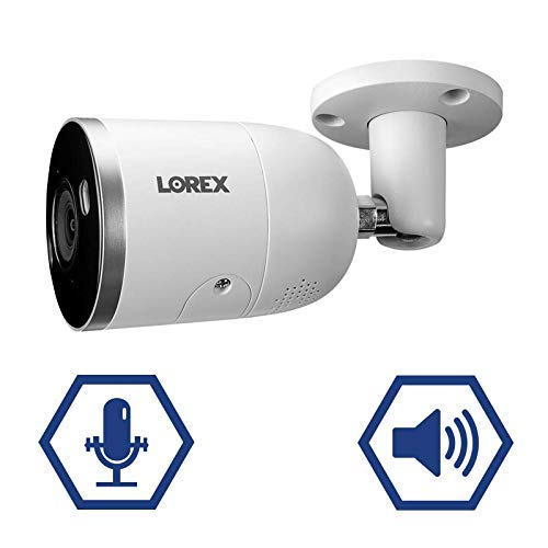 Lorex E892AB Indoor/Outdoor 4K Ultra HD Smart Deterrence IP Bullet Camera with Smart Motion Plus, 150ft NV, CNV, 2.8mm, IP67, White (Renewed)
