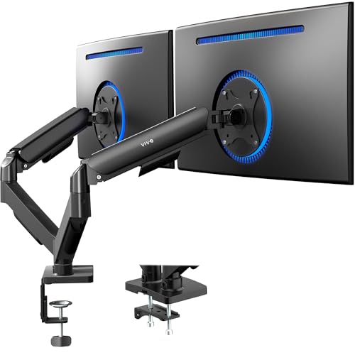 VIVO Dual Monitor Stand, Fully Adjustable Arms for 17 to 32 inch Screens, Mechanical Articulating Desk Mount, Gaming and Office Setups, VESA 75x75