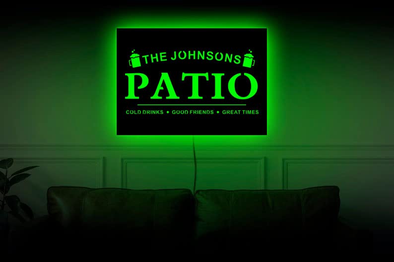 Personalized Family Name Patio Wood Neon Sign, Welcome To The Patio Established Date Night Light, Personalized Patio Sign, Outdoor Patio Neon Light