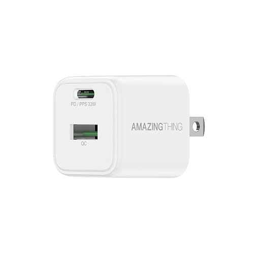 Dual Ports Charger Block, USB A&C Wall Charger, PPS PD 33W Fast Charging Power Adapter for Cellphone and Tablet (iPhone 17/16/15/14/13/12/11/X