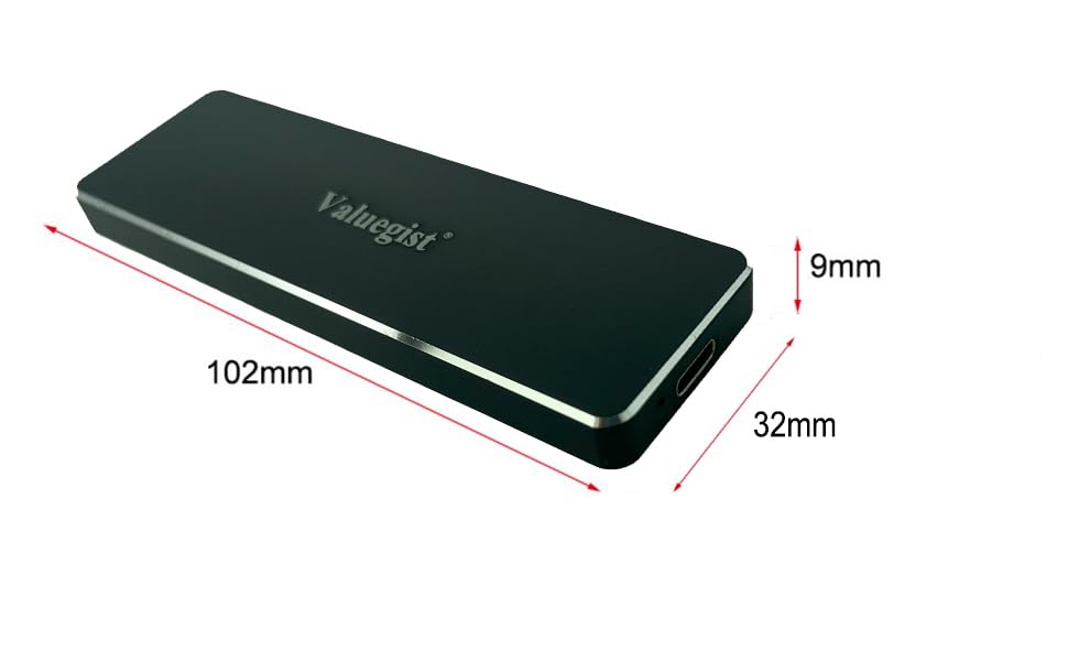 Valuegist NGFF/M.2 SATA SSD Enclosure, Aluminum External SSD Adapter/Reader for USB 3.1 (USB-C) to Key B/Key B+M Solid State Drive (Support NGFF M.2