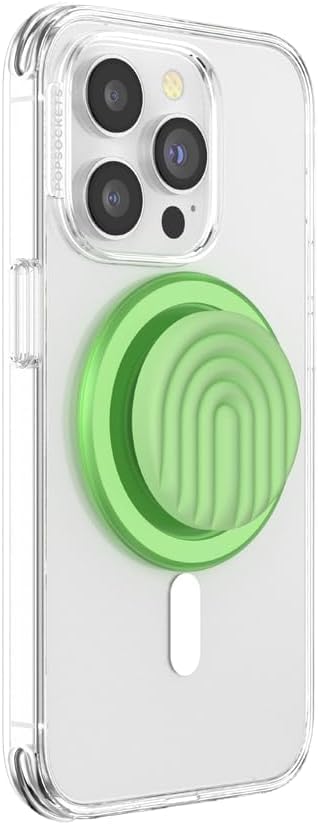 PopSockets Phone Grip for MagSafe, Magnetic Holder, Phone Stand, Neon Green - Matcha Curves