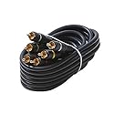 25' FT 3 RCA Composite Cable Male to Male Gold Python Home Theater Audio Video Composite Video Cable Gold Plate Connectors Blue HD Video Shielded Home