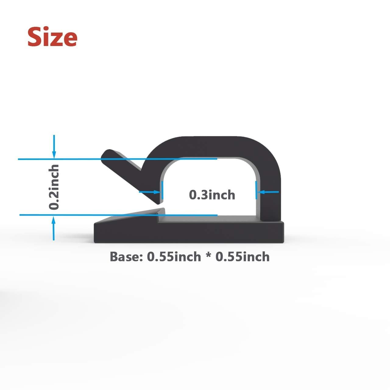 Yocice Cable Clips 60pcs with Strong Adhesive Tapes,Wire Holder Organizer Cord Management for Car, Office and Home (Black- CC05(60PCS))