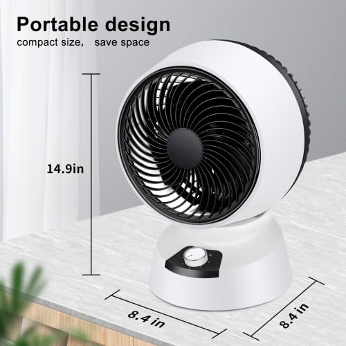 Portable Fans for Home Bedroom, Table Fan Air Circulator Fan, 9 inch Desktop Fan with 3 Speeds, Small Fan 90° Adjustable Tilt, Low Noise, Quiet, 3