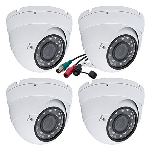 Evertech 1080p Dome Security Cameras 1920x1080 high Resolution Weatherproof Indoor/Outdoor, Night Vision up to 98ft, 2.8-12mm Adjustable Lens White