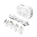 FOVAL Power Step Down 220V to 110V Travel Voltage Converter International Power Adapter for Hair Straightener/Curling Iron with 4-Port USB Charging…