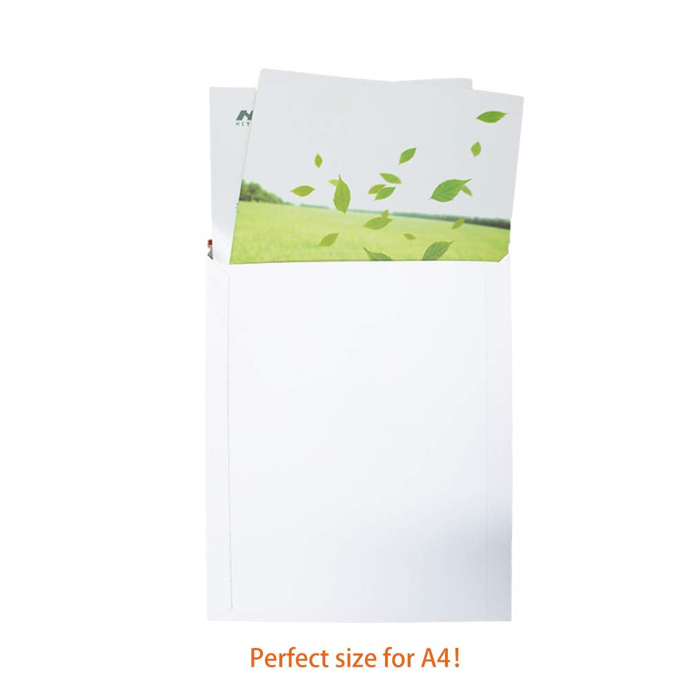 zmybcpack 100 Pack 9X12 inch Self Seal Photo Document Mailers Stay Flat White Cardboard Envelopes White Photography Mailersfor CD, Photos, Document