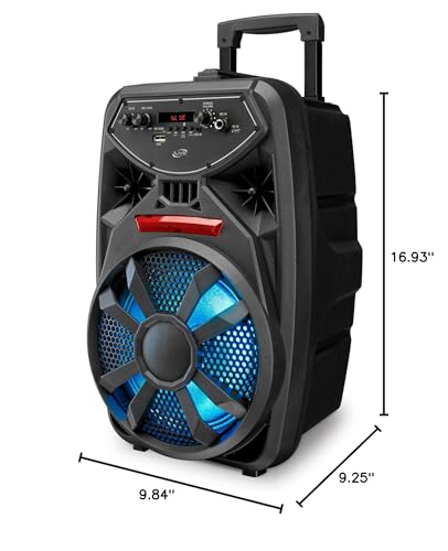 iLive Electronics Wireless Tailgate Party Speaker, LED Light Effects, Built-in Rechargeable Battery, Black (ISB380B)