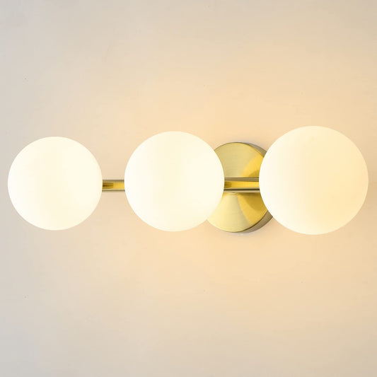 Bathroom Vanity Lights, 3-Light Bathroom Light Fixtures Gold Bathroom Lights, Mid Century Modern Brass Gold Vanity Light Dimmable Wall Sconce Wall