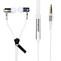 I-Kool Cold Weather Winter Wear Zippered in-Ear Headphones with Mic (Snow White)