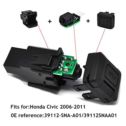 Aux Port for Honda Civic 39112-SNA-A01 Auxiliary Input Adapter Replacement Audio Input Jack Radio Kit Car Repair Parts for Honda Civic 2006 2007 2008
