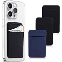 3Pack Cell Phone Card Holder Pocket for Back of Phone,Stretchy Stick on Wallet Credit Card ID Case Pouch Sleeve Self Adhesive Sticker with Flap