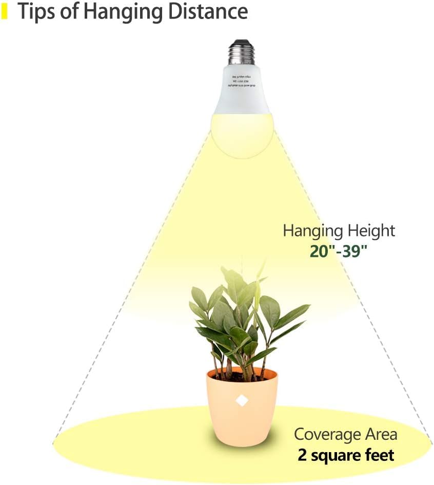 Wiyifada 6 Pack Full Spectrum Grow Light Bulbs,A19 Grow Lights for Indoor Plants,Dimmable E26 9W Grow Bulb Replace up to 100W,Plant Lights for Indoor