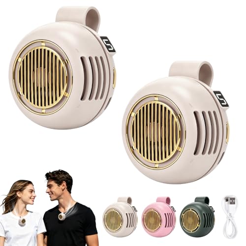 Clip On Fan for Shirt,2Pcs Portable Mini Bladeless Fan Clip On,2026 New 1000mAh Small Whirlwind Clip Fan with 5-Speed,Digital Display,USB