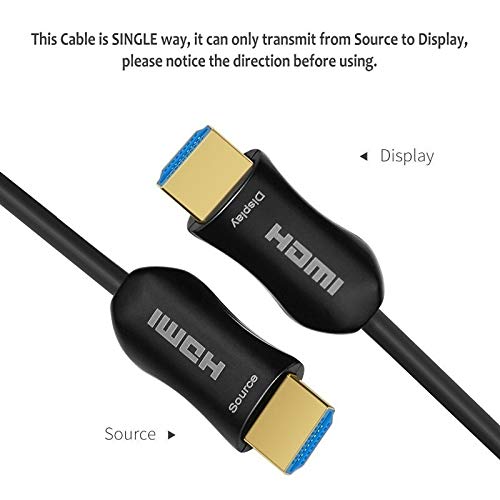 Fiber Optic HDMI Cable 65ft (20m) - ARC HDMI2.0 18Gpbs 4k@60 4:4:4 - PET Braided Cord and Gold Plated Connector Support 4K, UHD 2160p, HD 1080p, 3D