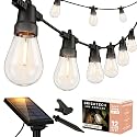 Brightech Ambience Pro Solar Powered Outdoor String Lights -27 ft Commercial Grade Waterproof Edison Patio Lights, Shatterproof LED String Lights
