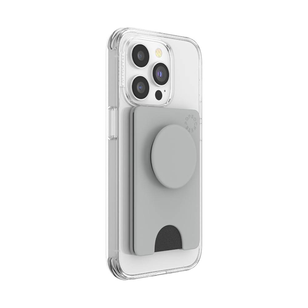 PopSockets Adhesive Phone Wallet and Card Holder with Grip - Tech Grey