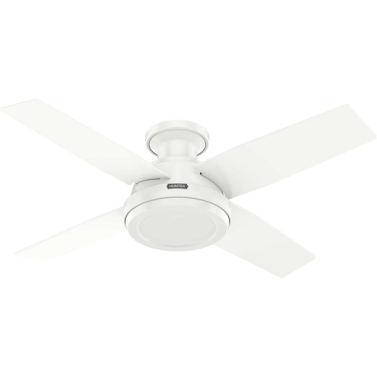 Hunter Dempsey 44 inch Indoor Low Profile Ceiling Fan and Remote Control, Fresh White Ceiling Fan, 3 Speed WhisperWind Motor, 59334, for Bedrooms