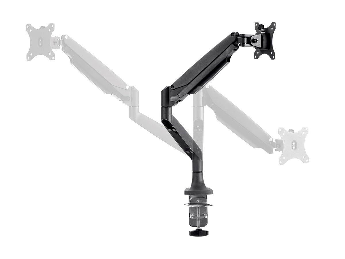 Monoprice Single Monitor Adjustable Gas Spring Desk Mount - Black, Supports Up to 34 inch Monitors, 19.8 LBS Display Weight, Smooth Full-Motion Black