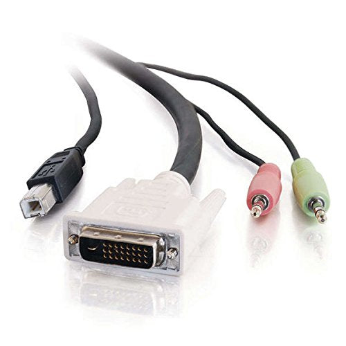 C2G 14180 DVI Dual Link + USB 2.0 KVM Cable with Speaker and Mic, Black (10 Feet, 3.04 Meters)