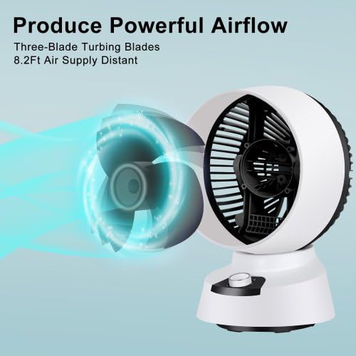 Portable Fans for Home Bedroom, Table Fan Air Circulator Fan, 9 inch Desktop Fan with 3 Speeds, Small Fan 90° Adjustable Tilt, Low Noise, Quiet, 3