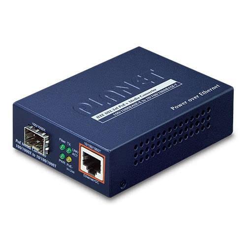 GTP-805A 100/1000BASE-X to 10/100/1000BASE-T 802.3at PoE Media Converter (mini-GBIC, SFP)