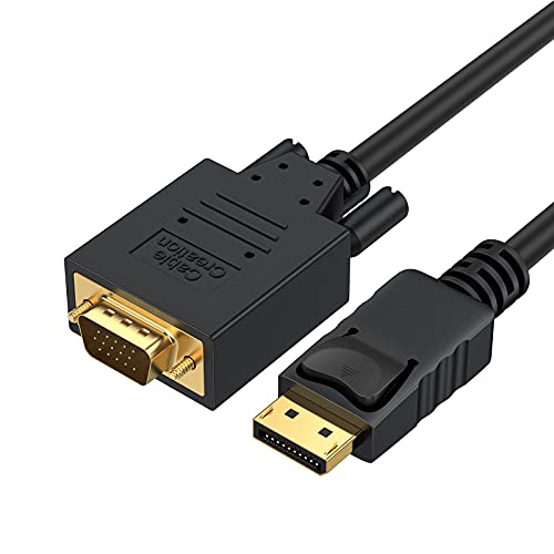 CableCreation Displayport to VGA Cable 6FT, Displayport to VGA Adapter Gold Plated 1080P@60Hz, Standard DP Male to VGA Male Cable, Compatible