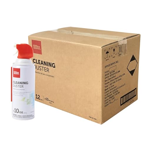 Office Depot Cleaning Duster, 10 Oz Compressed Canned Air for Electronics, Keyboard Cleaner for Computer, Laptop, PC, Printer, Office Equipment