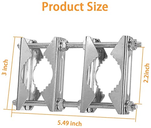 2 PCS Double Antenna Mast Clamp V Jaw Block with Bolts Mast to Mast Clamp,Patio Umbrella Holder Heavy Duty Pole to Pole Mounting Bracket for WiFi