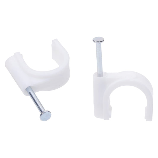 Mini Skater 16mm Nylon Steel Nail in Circle Ethernet Cable Clips Cord Holder Wire Management,Pack of 50.(White)