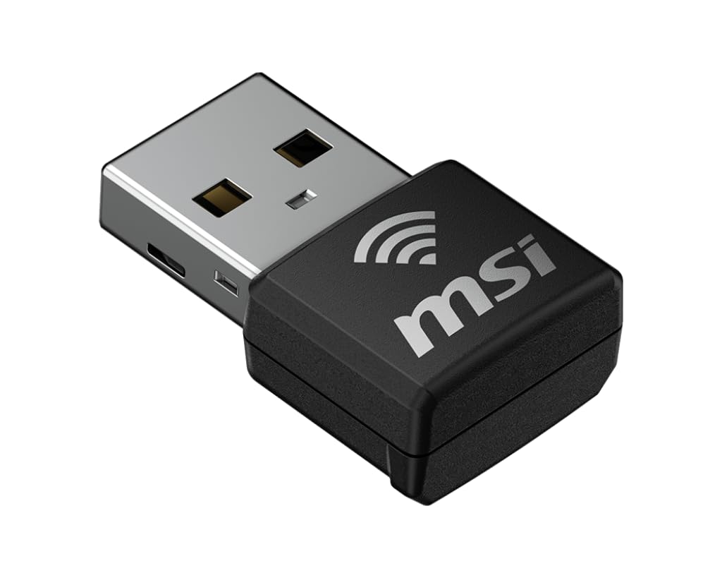 MSI AX1800 Nano WiFi USB Adapter - WiFi 6, up to 1800 Mbps, 2.4G/5G Dual-Band Wireless Network, WPA3 encryption, MU-MIMO, OFDMA, 2X Dual Antennas