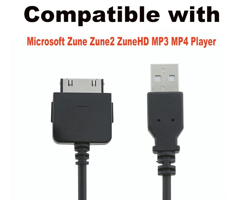 Adhiper Replacement USB Sync Data Transfer Charging Cable Copper Wire Charger Cord Compatible with Microsoft Zune Zune2 ZuneHD MP3 MP4 Player - Only