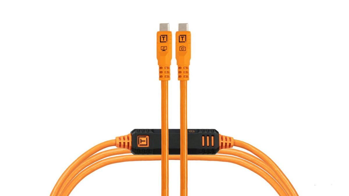 Tether Tools TetherPro Optima 10G USB-C Exclusive Data Transfer, 3’ (1m) Straight to Straight Cable - Orange