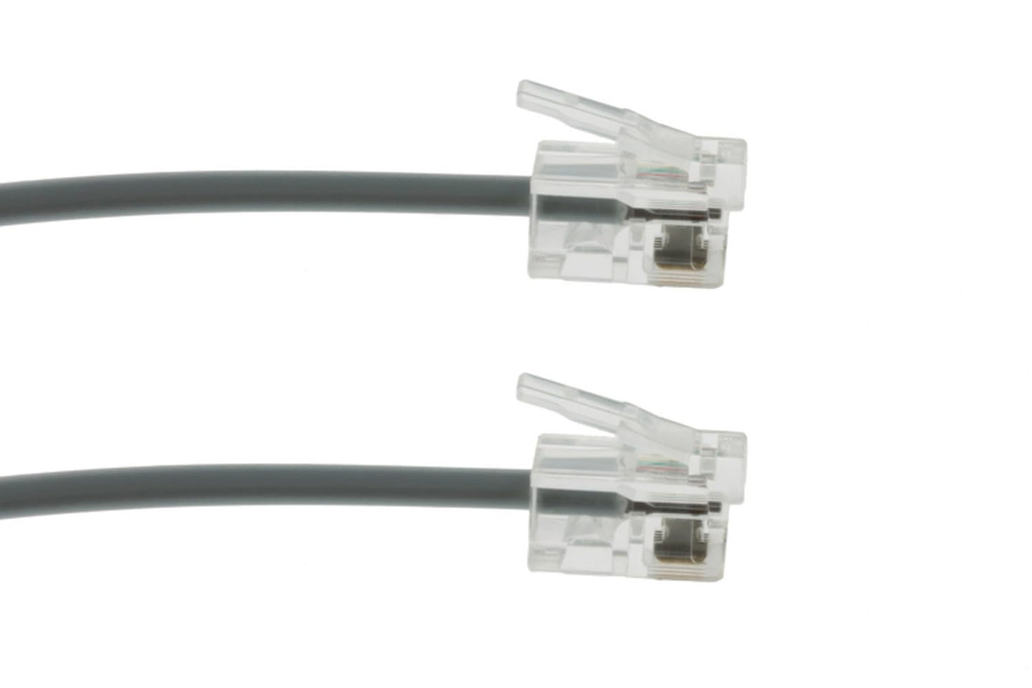 CablesAndKits RJ11 Cable - Straight Modular Analog Phone Cable, Telephone Line Cord, Silver, 1ft, 6P/4C, RJ11 Connectors, PVC Jacket, 2 Pairs for 2