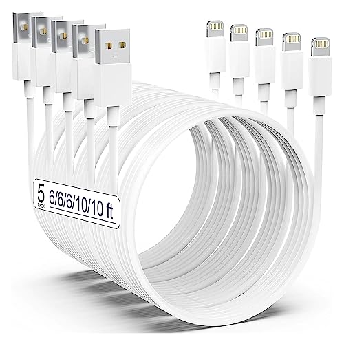 AZMOGDT Apple MFi Certified iPhone Charger 5pack [6/6/6/10/10FT] Long Lightning Cable Fast Charging Cord iPhone Charging Cable for iPhone 14/14…