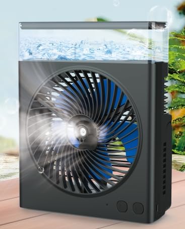 JINLICTE Portable Misting Fan,?Max 15H Runtime? 8-Inch Rechargeable Water Cooling Mist Fan with 600mL Water Tank, Quiet USB Battery Powered, Perfect