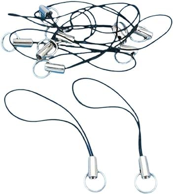 BWESOO 10 Pcs Silver Tone Black Lanyard Cell Phone Charm Split Ring Strap, Clasp Lariat Cord Strap For Mobile Cell Phone/Mp3/Mp4/Usb Flash