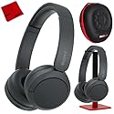 Sony WH-CH520/B Wireless Headphones with Microphone, Black Bundle with Deco Gear Hard Case + Pro Audio Headphone Stand + Microfiber Cleaning Cloth