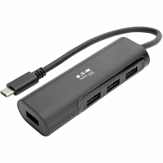Tripp Lite USB C Hub 4-Port w/ 4X USB-A Portable Compact USB Type C, USB-C Thunderbolt 3 Black (U460-004-4AB)