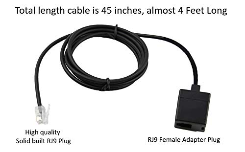 3.5 Feet RJ9/RJ11/RJ12 Headset Adapter Extension Cord Quick Disconnect Release Connector from Male to Female 4P4C RJ9 Plug for Plantronics, Jabra