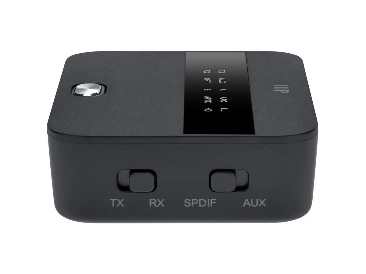 Monoprice Bluetooth 5 Long Range Transmitter and Receiver - with AptX HD and AptX Low Latency, SBC, AAC, Up to 32 Feet (10 Meters) Toslink/Optical