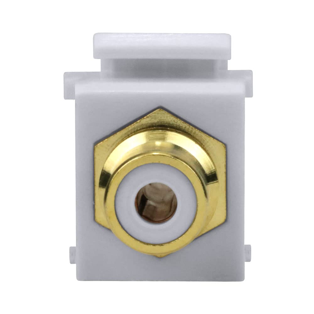 Construct Pro RCA to RCA Keystone Jack Insert, White, 0 inches, Male-to-Female, 3 Pins, Indoor, 1 Count, Home entertainment systems, Custom